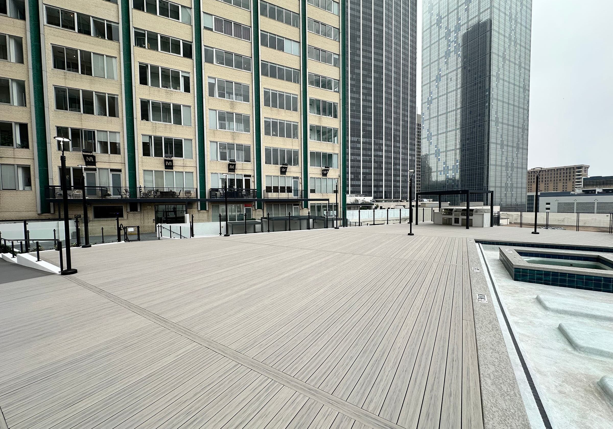 Rooftop synthetic decking at Mosaic Dallas