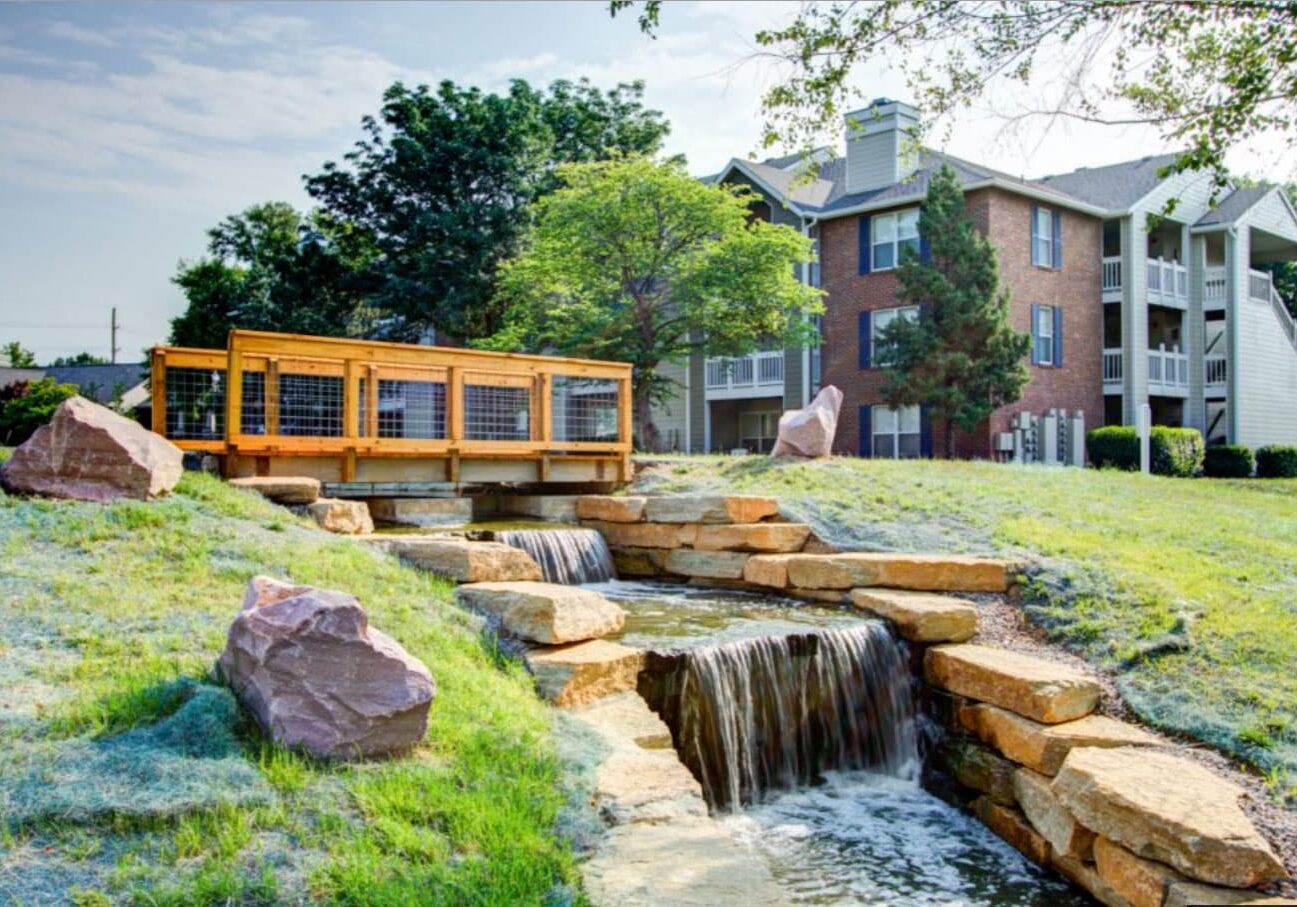 Northland Passage: water feature and bridge
