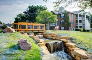 Northland Passage: water feature and bridge