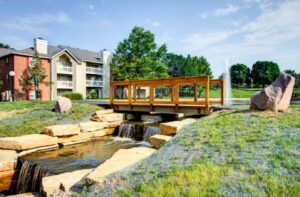 Northland Passage: water feature and bridge